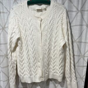 Cyrus Ivory Cable-Knit Button Cardigan medium
